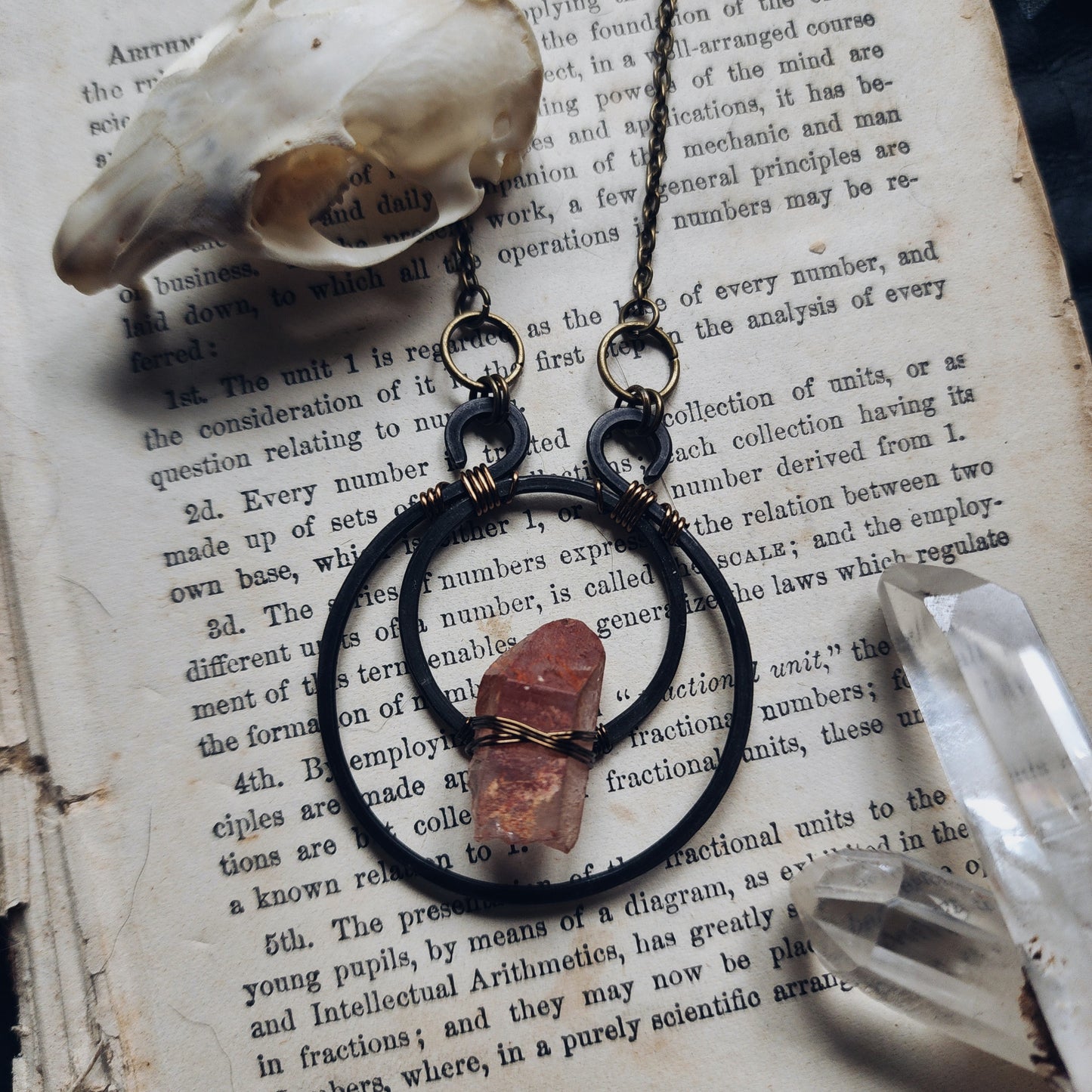 Red quartz moon necklace