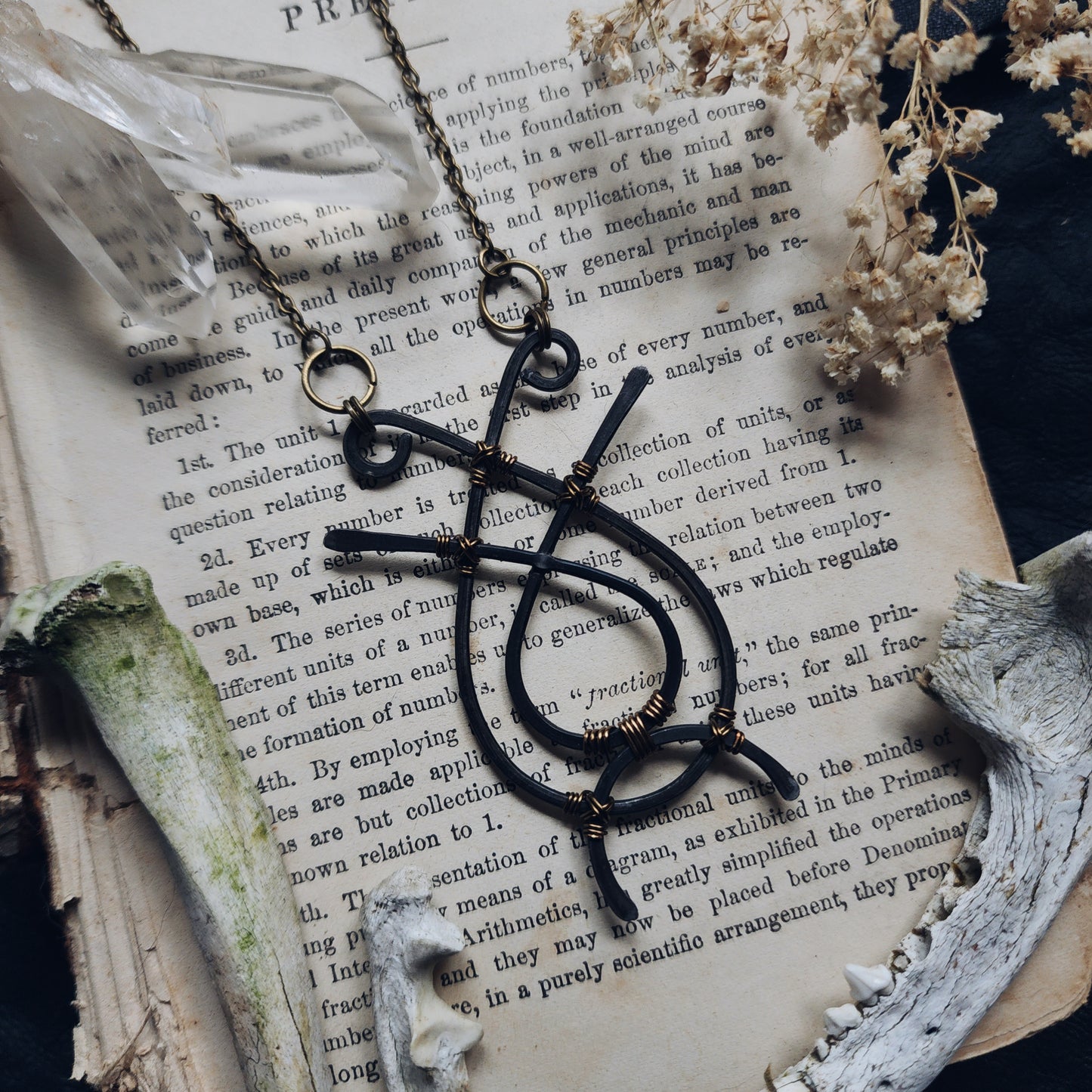 Hammered steel sigil necklace