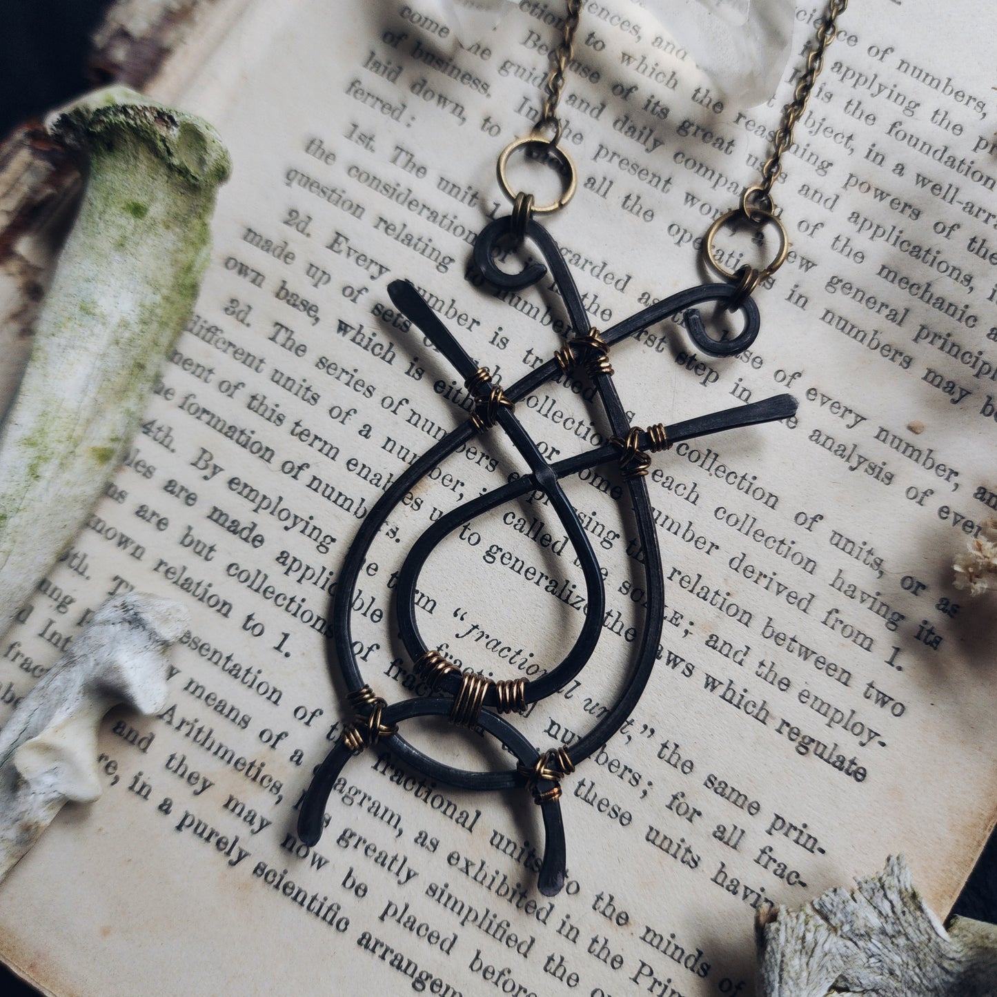 Hammered steel sigil necklace